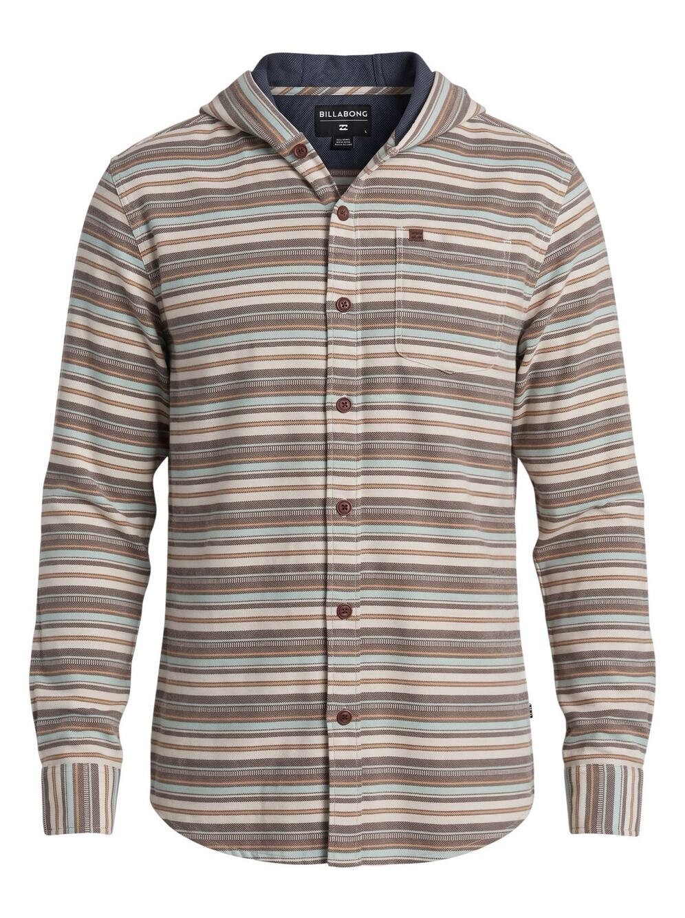 Billabong  Men's L Multi-Colored Baja Cotton Hooded Gorpcore Soft Flannel